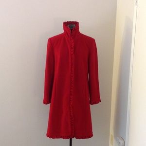 Larry Levine Red Wool Blend Coat ~ Size S